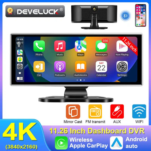 Color Name: Red, Sd Card Memory: 64G - 11.26" 4K Dash Cam Rear view Camera Wireless Carplay Android F640-12000039685152514