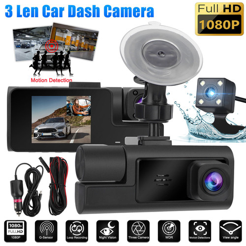 Car DVR Dash Cam Front And Rear Inside 3 Channel 1080P 2-inch IPS Screen Infrared Cabin Lights Nigh K484-PAU_0L4ZS45V