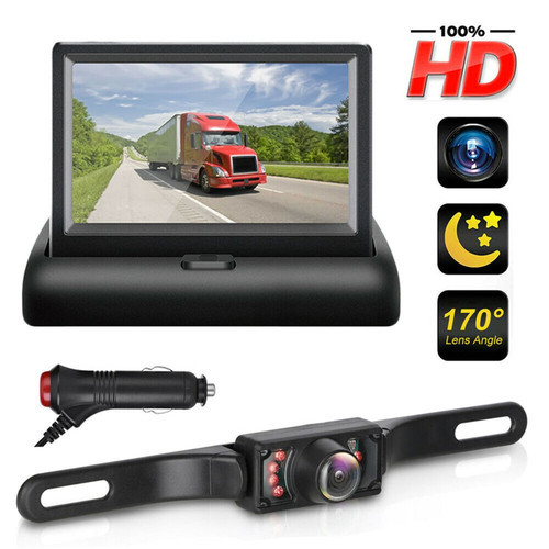 Car Backup Camera Reverse Rear View Camera with 4.3 Inch Foldable Monitor HD 170° Wide Angle Black K484-PAU_0K1Q1FT8