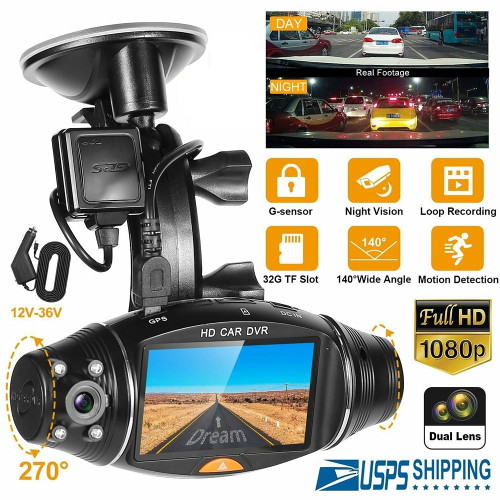 Dual Lens Dash Cam With Mounting Bracket Car Dvr Camera Recorder G-sensor Front + Rear Video 1080p  K484-PAU_0EXOJUB8