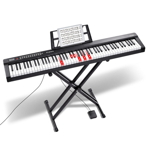 VEVOR 88 Key Digital Piano Keyboard Semi Weighted Electric Portable with Stand E415-88JBPZSMGQ88N6BDSV1