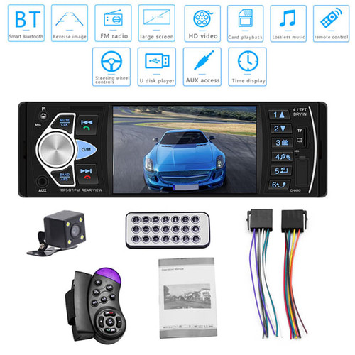 4.1 inch HD Car MP5 Bluetooth Hands-free Vehicle MP5 Player Card Radio 4022D with Rear Camera black K484-PAU_06DFCSMQ