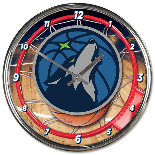 Minnesota Timberwolves Clock Round Wall Style Chrome Z157-1094327810