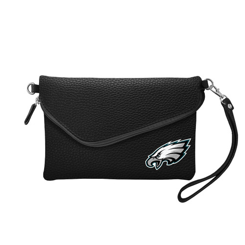 Philadelphia Eagles Purse Pebble Fold Over Crossbody Black - Special Order Z157-8669999999