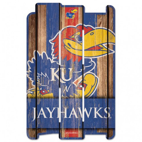Kansas Jayhawks Sign 11x17 Wood Fence Style Z157-3208509841