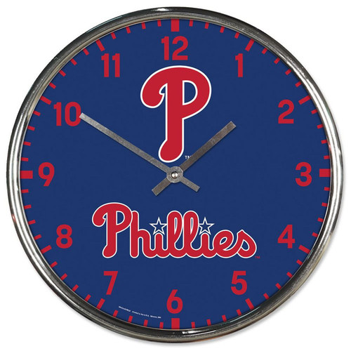 Philadelphia Phillies Clock Round Wall Style Chrome Z157-1094327948