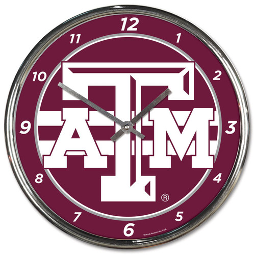 Texas A&M Aggies Round Chrome Wall Clock Z157-1094328000