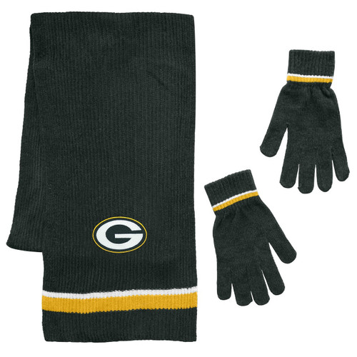 Green Bay Packers Scarf and Glove Gift Set Chenille Z157-8669933294