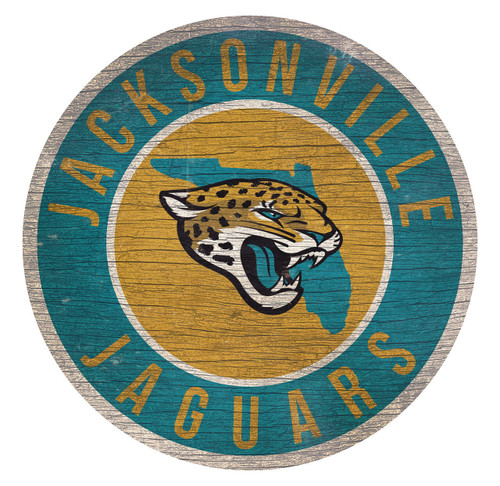 Jacksonville Jaguars Sign Wood 12 Inch Round State Design Z157-7846020218