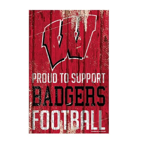 Wisconsin Badgers Sign 11x17 Wood Proud to Support Design Z157-3208579906