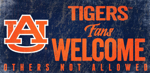 Auburn Tigers Sign Wood 12x6 Fans Welcome Design Z157-7846014532