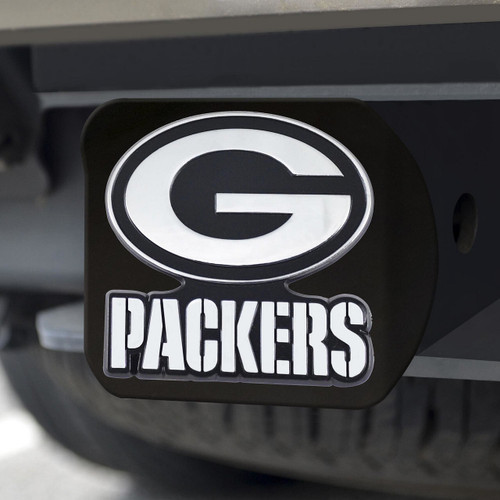 Green Bay Packers Hitch Cover Chrome Emblem on Black - Special Order Z157-4228111525