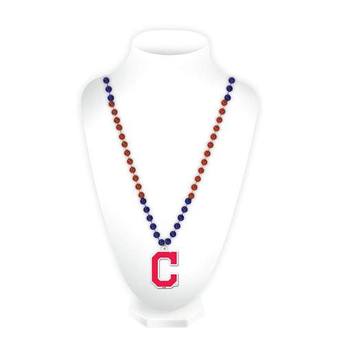 Cleveland Indians Beads with Medallion Mardi Gras Style C Logo - Special Order Z157-6734553299
