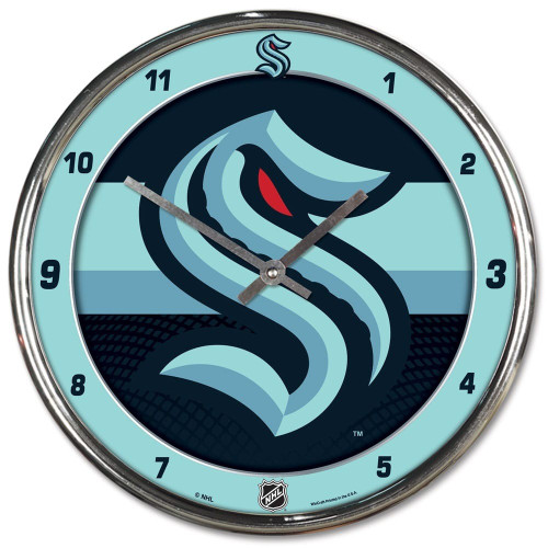 Seattle Kraken Clock Round Wall Style Chrome Z157-1094305806