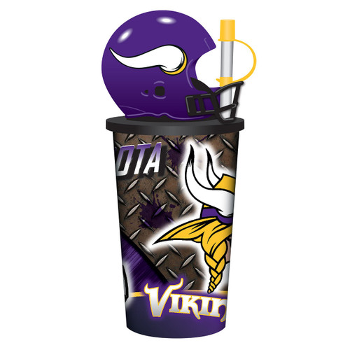 Minnesota Vikings Helmet Cup 32oz Plastic with Straw Z157-9468808241