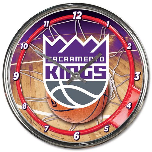 Sacramento Kings Clock Round Wall Style Chrome Z157-1094327796