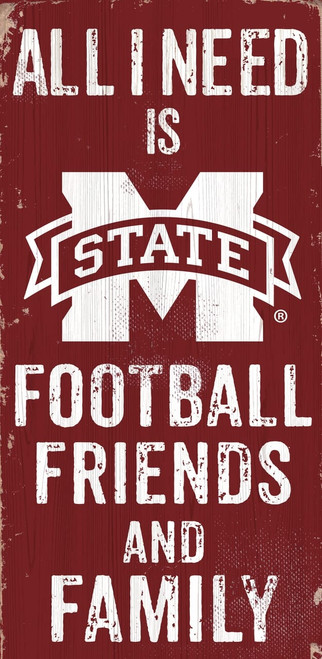 Mississippi State Bulldogs Sign Wood 6x12 Football Friends and Family Design Color - Special Order Z157-7846017441