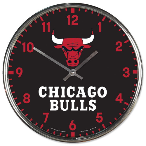 Chicago Bulls Clock Round Wall Style Chrome Z157-1094327452