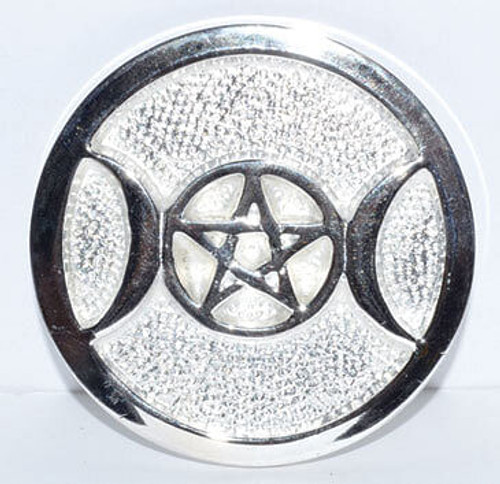 Silver Plated Brass Triple Moon altar tile 3 1/2" H558-RAP4