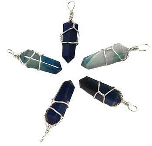 (set of 5) Blue Onyx wire wrapped point H558-JWPOB5
