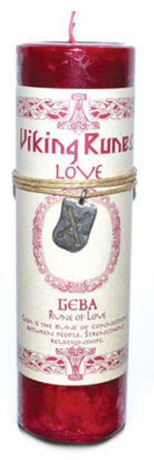 Love pillar candle with Geba Rune pendant H558-CP14GE