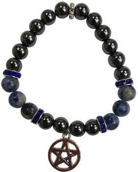 8mm Hematite (man-made)/ Sodalite with Pentagram H558-JB8HEMP