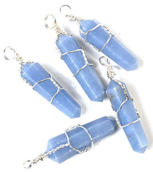 (set of 5) Angelite wire wrapped point H558-JWPANG5