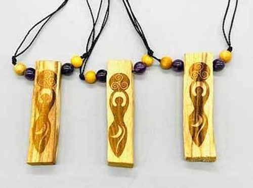 (set of 3) Goddess Palo Santo W Amethyst H558-JPALG3