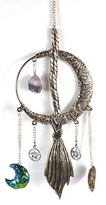 12"x 3 1/2" Moon & Broom wall hanging H558-FWH8055