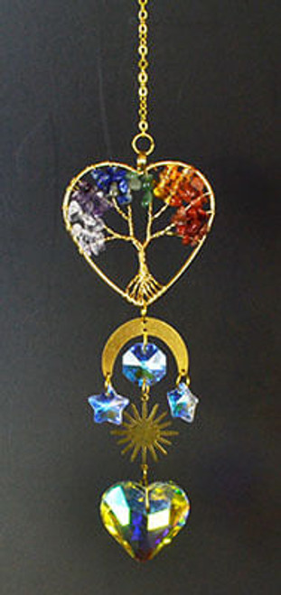 13 1/2"  7 Chakra Heart sun catcher H558-FSCWH01