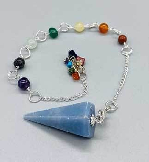 Angelite 7 Chakra 6 sided pendulum H558-GP76ANG