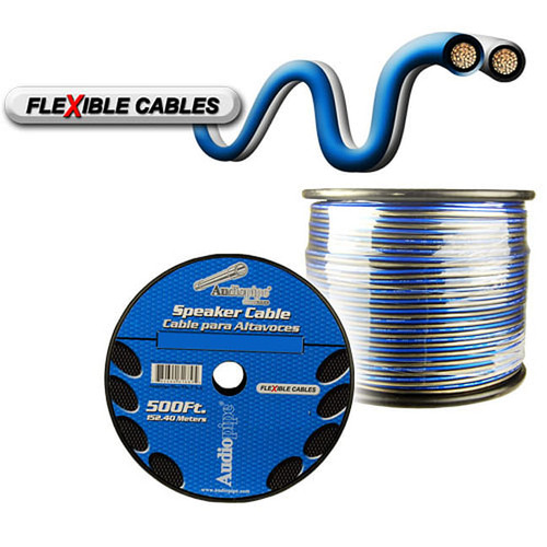 Audiopipe Speaker Wire 16-Gauge 500 Foot Spool - Blue/Clear M119-CABLE16BLS500