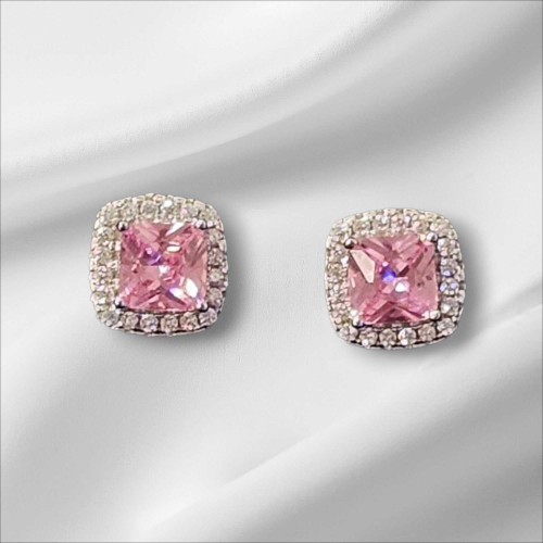 Color: PINK MOON - Lunara Crystal Stud Earrings In 3 Moonlike Colors K290-51454843453713