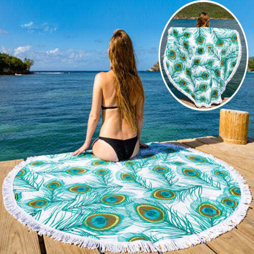 Peacock On The Beach Lounger Tapestry Full Of Colors And Beauty K290-51525100405009