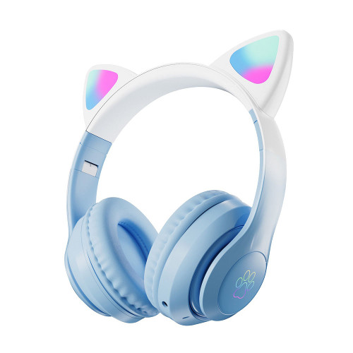Wireless Bluetooth Headphone Cute Cat Ear Gradient Color Luminous Head-mounted Gaming Headset white K484-FQZCO_565JIBNA