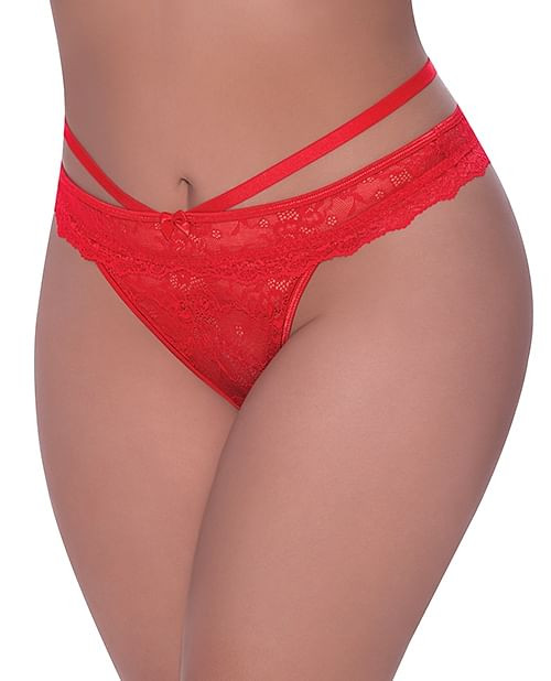 Ooh La Lace Peek-A-Boo Cheeky Panty Red QN X615-MEP400-RD-OQ