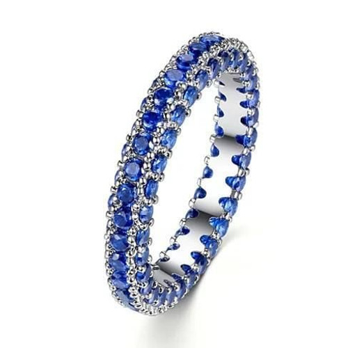 Color: Blue Sapphire Fire,Ring Size: 8 - La Luna Rings Lavish And Delicate Eternity Bands K290-19677128901