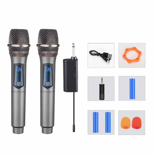 US Wireless Microphone Kit with Rechargeable Lithium Battery Receiver for Karaoke Party W68 1 to 2 K484-PEL_0OTHBVUB_US