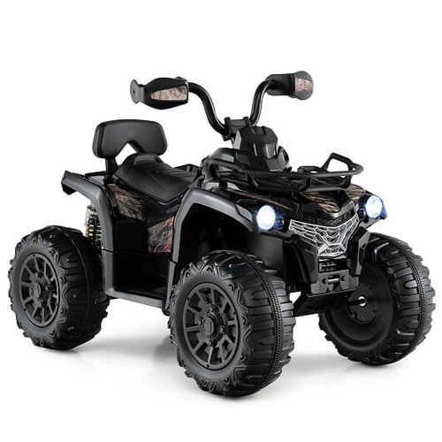 12V Kids Ride On ATV 4 Wheeler with MP3 and Headlights-Solid Black - Color: Solid Black D681-TQ10077US-NB