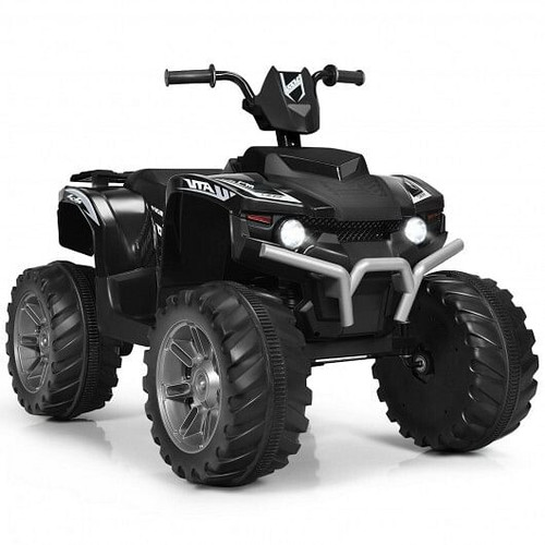 12V Kids Ride on ATV with LED Lights and Treaded Tires and LED lights-Black - Color: Black D681-TY327798BK