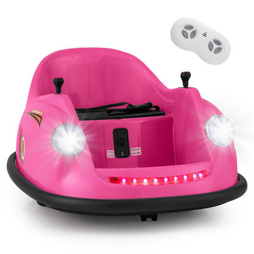 12V Electric Kids Ride on Bumper Car Battery Powered Bumping Car with Remote Control-Pink - Color:  D681-TQ10265US-PI