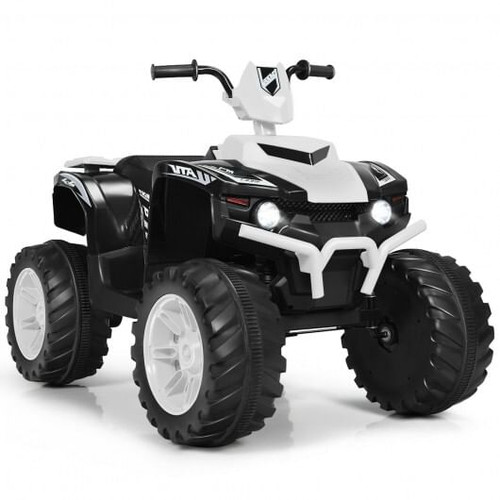 12V Kids Ride on ATV with LED Lights and Treaded Tires and LED lights-White - Color: White D681-TY327798WH