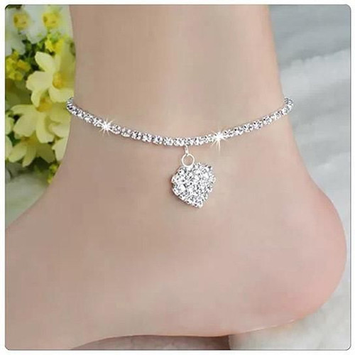 Glowing Heart Crystal Anklet F369-8521614736