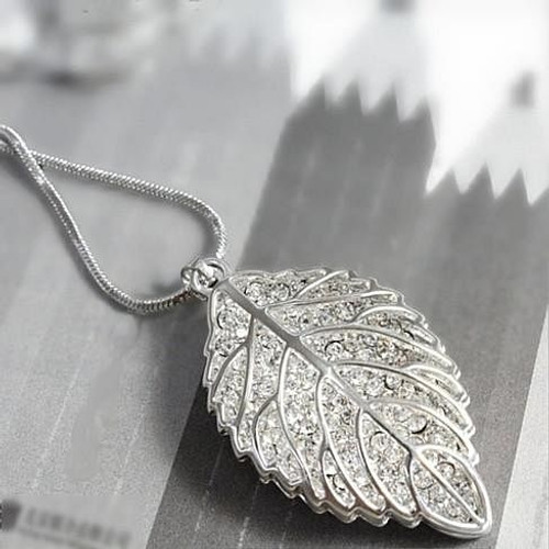 New Leaf Diamond Crystal Necklace F369-5351963333
