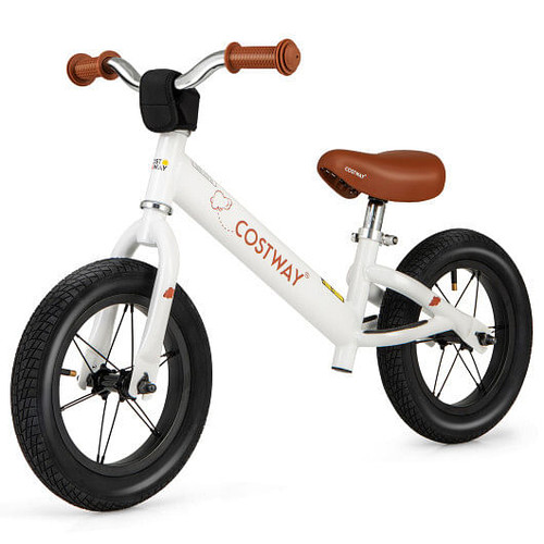 12 Inch Toddler Balance Bike with Height Adjustable Handlebar and Seat-White - Color: White D681-BC10228WH