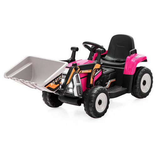 12V Battery Powered Kids Ride on Excavator with Adjustable Arm and Bucket-Pink - Color: Pink D681-TQ10103US-PI
