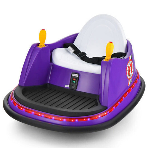 12V Electric Kids Ride On Bumper Car with Flashing Lights for Toddlers-Purple - Color: Purple D681-TQ10161US-ZS