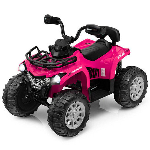 12V Kids Ride On ATV 4 Wheeler with MP3 and Headlights-Pink - Color: Pink D681-TQ10077US-PI