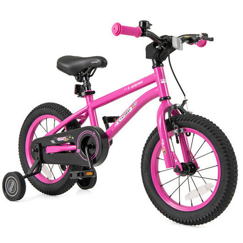 14 Inch Kids Bike for 3-5 Years Old Adjustable with Removable Training Wheels - Color: Pink - Size: D681-TS10165PI-14