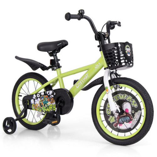 16 Inch Kids Bike Adjustable with Detachable Training Wheels for 4-8 Years Old-16 inches - Color: G D681-TS10154GN-16